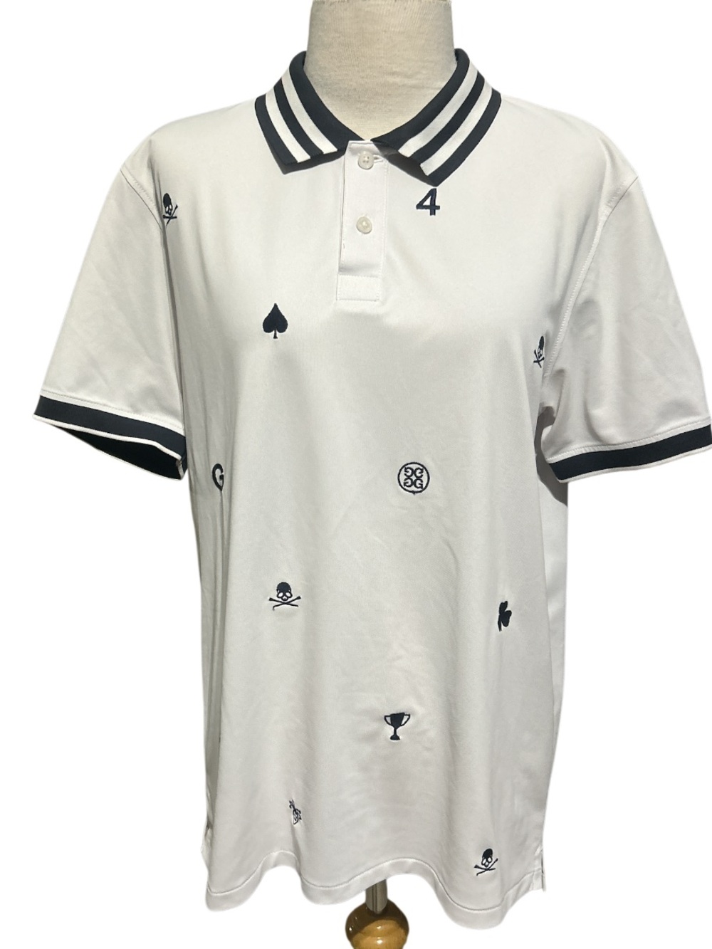 G/Fore "Deck" Short Sleeve Polo Size Medium White/Blue Butler national